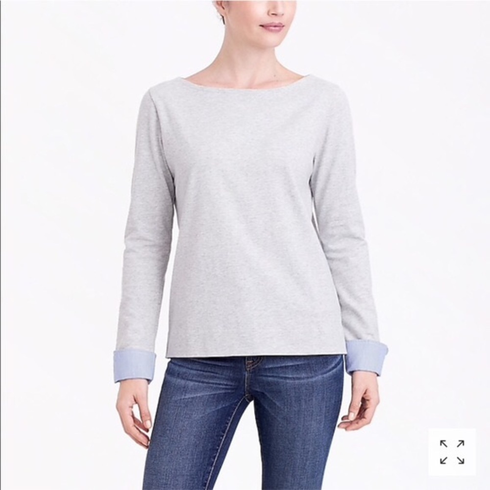 J Crew Factory Cuffed Boatneck Shirt